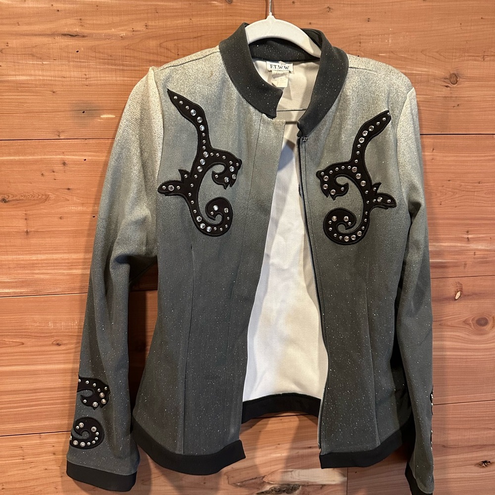 INC International Concepts Gray and Black Embellished Jacket